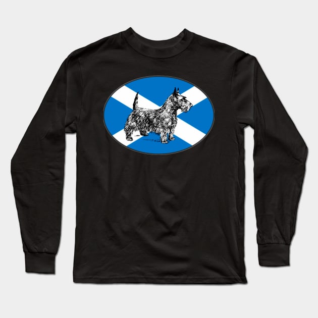 Scottie Dog / Scottish Terrier, with the flag of Scotland Long Sleeve T-Shirt by pickledpossums